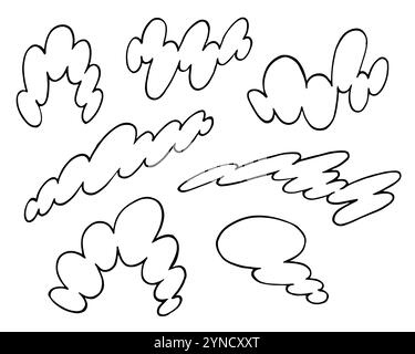 Funky Doodle-Cloud-Set im kindlichen Stil Stock Vektor