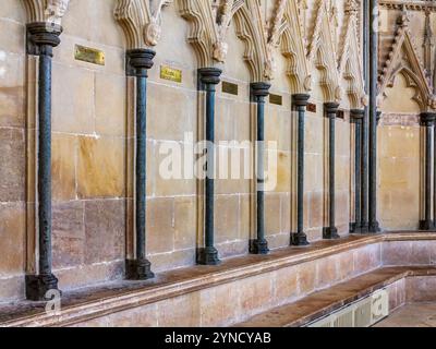 Detail des Innenraums des Kapitelhauses in der Wells Cathedral Somerset England Großbritannien Stockfoto