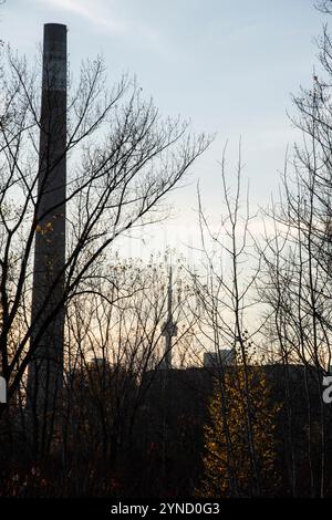 Sonnenuntergang im Tommy Thompson Park in Scarborough, Toronto, Ontario, Kanada Stockfoto