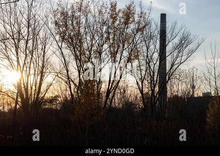 Sonnenuntergang im Tommy Thompson Park in Scarborough, Toronto, Ontario, Kanada Stockfoto