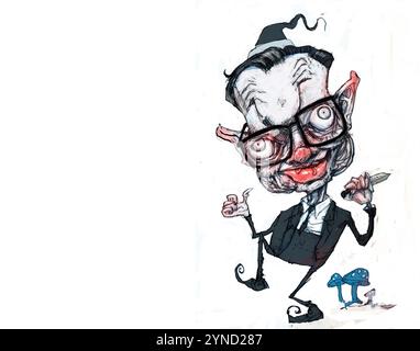 Satirische Karikatur von Michael Gove, Michael Andrew Gove alias Graeme Andrew Logan, schottischer Journalist, Autor und pensionierter Politiker Stockfoto