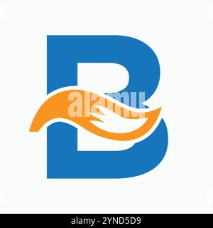 Anfangsbuchstabe B Fox Logo Design Konzept mit Fox Tail Symbol Stock Vektor