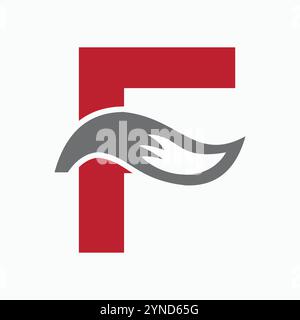Ursprüngliches F Fox Logo Design Konzept mit Fox Tail Symbol Stock Vektor