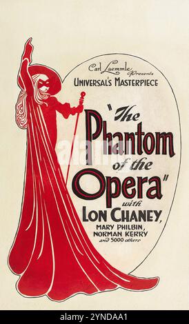 Carl Laemmle präsentiert das Phantom der Oper (Universal, 1925). Fensterkarte - Lon Chaney, Mary Philbin, Norman Kerry Stockfoto