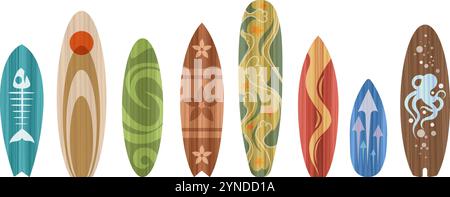 Isolierte Cartoon-Surfboards Stock Vektor