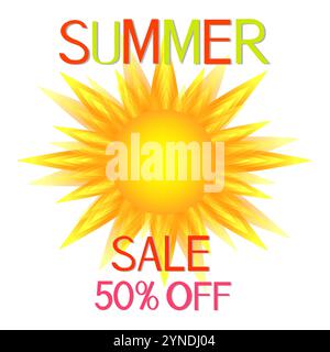 Sommer-Banner-Vorlage zum Verkauf mit der Sonne. Stock Vektor
