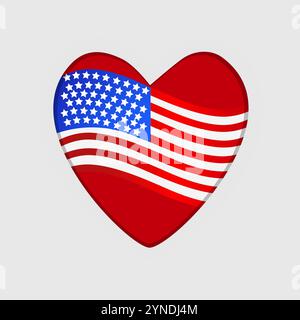 Hintergrund mit US-Flaggenherz. Stock Vektor