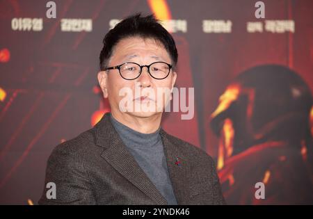 Kwak Kyung-Taek, 25. November 2024: Regisseur Kwak Kyung-Taek während einer Pressekonferenz nach einer Pressevorschau des Films "die Feuerwehrmänner" in Seoul, Südkorea. Der Film wird am 4. Dezember in Korea in Kinos veröffentlicht. Quelle: Lee Jae-won/AFLO/Alamy Live News Stockfoto