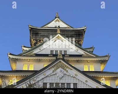 Konohana Ward, Osaka, Japan. Dezember 2023. Nächtliche Nähe zum Schloss Osaka Stockfoto