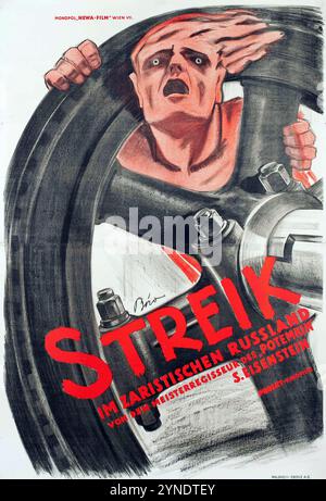 Sergei Eisensteins „Streik“ – russisches Filmplakat. Kunstwerk von Mihály Bíró - 1925 (russischer Titel Стачка, übersetzt. Stachka) Stockfoto