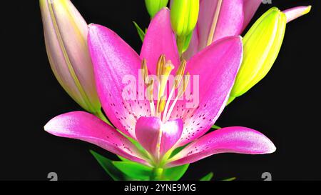 Rosa Lotusblume auf schwarzem Hintergrund Stockfoto