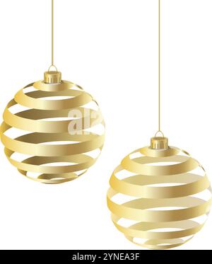 Weihnachtsball isoliert. Design-Element für Weihnachtsfeiern. Goldene Neujahrsbaumdekoration. Stock Vektor