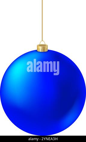 Weihnachtsball isoliert. Blauer Neujahrsbaumschmuck. Design-Element für Weihnachtsfeiern. Stock Vektor