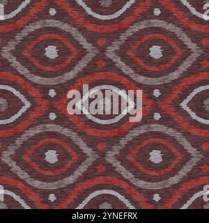 Nahtloses Ikat-Ogee-Muster im Vintage-Stil. Retro-Muster abstrakter Augen. Stockfoto