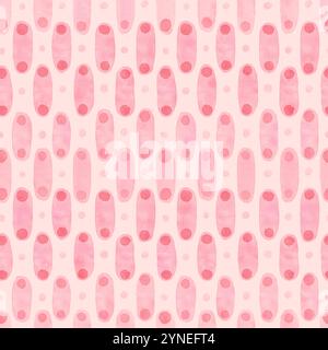 Abstraktes Vintage-Aquarellmuster mit pinken Punkten und Linien. Stockfoto