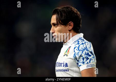 Turin, Italien. November 2024. Ange Capuozzo aus Italien während des Spiels der Herbstnation im Allianz Stadium in Turin. Der Bildnachweis sollte lauten: Jonathan Moscrop/Sportimage Credit: Sportimage Ltd/Alamy Live News Stockfoto