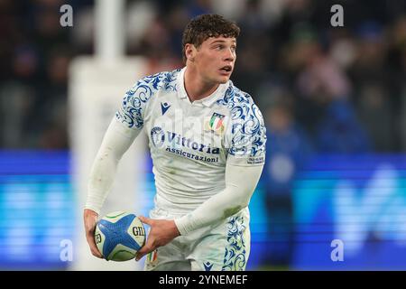 Turin, Italien. November 2024. Alessandro Garbisi aus Italien während des Autumn Nation Series Spiels im Allianz Stadium in Turin. Der Bildnachweis sollte lauten: Jonathan Moscrop/Sportimage Credit: Sportimage Ltd/Alamy Live News Stockfoto