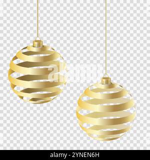Weihnachtsball isoliert. Design-Element für Weihnachtsfeiern. Goldene Neujahrsbaumdekoration. Stock Vektor