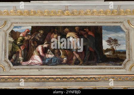 Caliari P. il Veronese (1559-1560), Natività con Adorazione dei pastori, Triveneto. Stockfoto