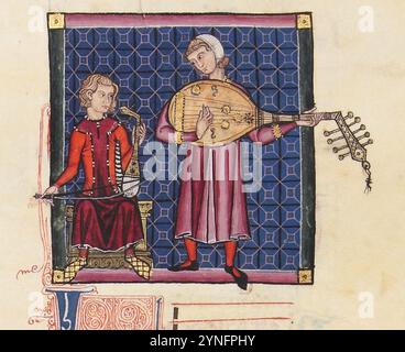 Cantigas de Santa María, Codex der Musiker, B-I-2 162R Laute rebab. Stockfoto