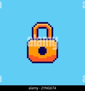 Pixel Art Padlock Symbol Spiel Asset Design Stock Vektor