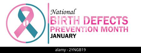 National Birth Defaults Prevention Month. Januar. Geeignet für Grußkarten, Poster und Banner. Moderne Illustration. Stock Vektor