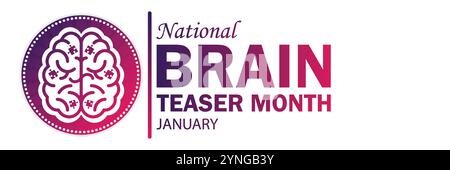 National Brain Teaser Month. Januar. Geeignet für Grußkarten, Poster und Banner. Moderne Illustration. Stock Vektor