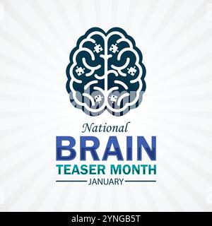 National Brain Teaser Month. Januar. Urlaubskonzept. Vorlage für Hintergrund, Banner, Karte, Poster mit Textbeschriftung. Moderne Illustration Stock Vektor