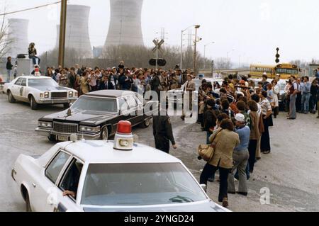 Carter verlassen Three Mile Island. Stockfoto