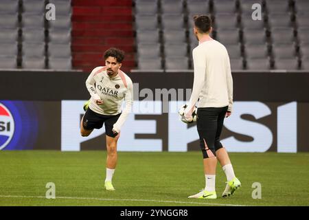 München, Deutschland. November 2024. Deutschland, Abschlusstraining, Paris Saint-Germain, PSG, Fussball, UEFA Champions League, 5. Spieltag, Saison 2024/2025, 25.11.2024, Foto: Eibner-Pressefoto/Jenni Maul Credit: dpa/Alamy Live News Stockfoto