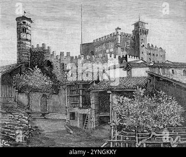Castello di Pavone (xilografia). Stockfoto