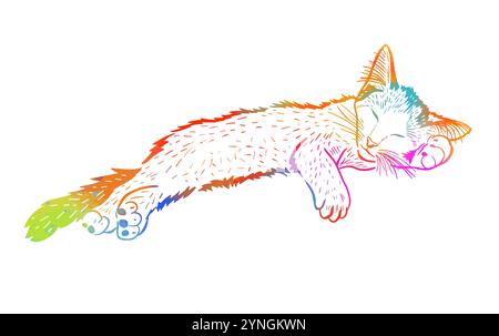 Kittenfarbene Sleeps-Grafiken. Handzeichnung. Nicht AI, Vektorillustration. Stock Vektor