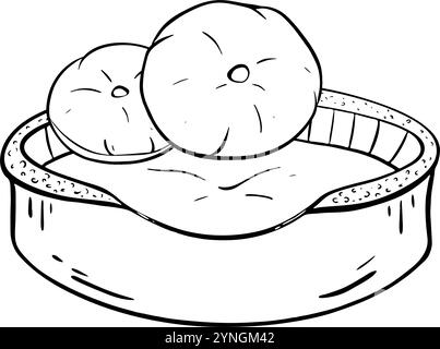 Ein leeres rundes Haustierbett für ultimativen Komfort und Entspannung für Ihre Haustiere. Abbildung der Vektorskizze. Tierhandlung Stock Vektor