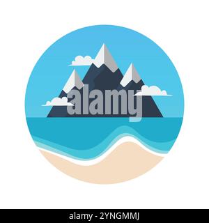 Berg und Strand Logo. Vektorabbildung Stock Vektor
