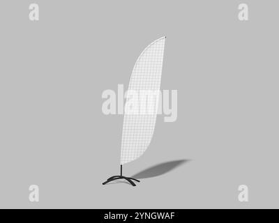 Weißes leeres Wappen-Flag-Banner 3D-Rendermodell Stockfoto