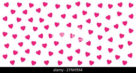 Rosafarbenes Herzmuster auf weißem Hintergrund. Nahtloses Design zum Valentinstag Stock Vektor