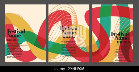 Pop Art Abstrakte Vintage-Poster-Serie. Abstrakte Vintage-Poster-Set Vektor-Illustration Stock Vektor