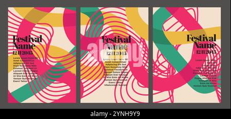 Klassische Abstrakte Vintage-Poster-Illustrationen. Abstrakte Vintage-Poster-Set Vektor-Illustration Stock Vektor