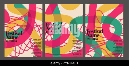 Zeitgenössisches Poster-Set Mit Abstraktem Retro-Design. Abstrakte Vintage-Poster-Set Vektor-Illustration Stock Vektor