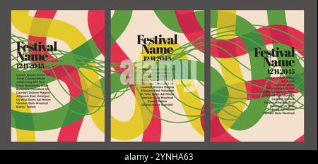 Retro-Vintage-Poster Mit Abstraktem Minimalistischem Design. Abstrakte Vintage-Poster-Set Vektor-Illustration Stock Vektor