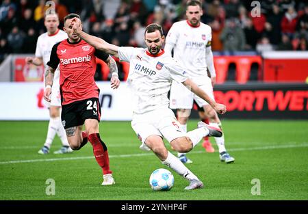 Fussball, Bundesliga, Deutschland, Herren, Saison 2024/2025, 11. Spieltag, BayArena Leverkusen: Bayer Leverkusen - FC Heidenheim 5:2; Benedikt Gimber (FCH). Aktion Stockfoto