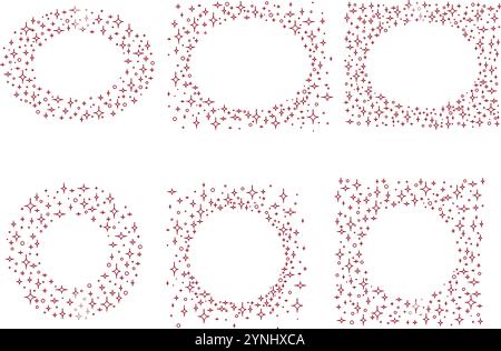 Moderne, minimalistische ovale und runde Rahmen mit Sternen. Vektorgrafik-Vorlagen trendige lineare geometrische Formen für Design Stock Vektor