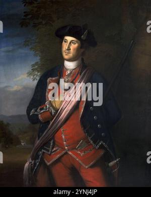 Das früheste authentifizierte Porträt von George Washington zeigt ihn in der Uniform seines Colonels des Virginia Regiments aus dem Französisch- und Indianerkrieg. Gemälde von Charles Willson Peale, 1772 Stockfoto