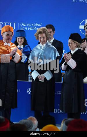 Madrid, Spanien. November 2024. Königin Sofia von Griechenland erhält am Dienstag, den 26. November 2024, Honoris Causa von der CEU San Pablo Universität in Alcorcon, Madrid. Quelle: CORDON PRESS/Alamy Live News Stockfoto