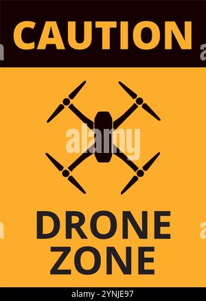 Schwarzes und gelbes Drohnenfeld auf weißem Hintergrund Stock Vektor