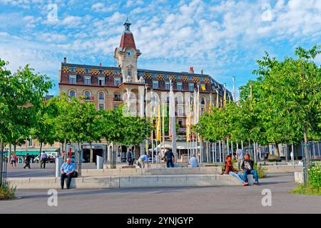 Place de la Navigation, Hotel AULAC, Metrostation Stockfoto