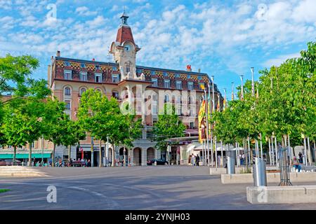 Place de la Navigation, Hotel AULAC, Metrostation Stockfoto