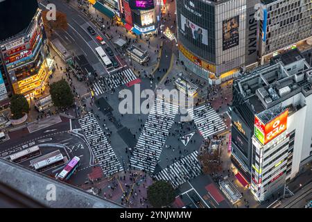 Menschen, die shibuya überqueren, kreuzen in tokio, japan Stockfoto