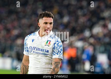 23. November 2024 in Turin, Italien: Jacopo Trulla von Italien beim Herbstnationenspiel im Allianz-Stadion. Neuseeland gewinnt gegen Italien mit 11:29. (Credit Image: © Davide Di Lalla/SOPA Images via ZUMA Press Wire) NUR REDAKTIONELLE VERWENDUNG! Nicht für kommerzielle ZWECKE! Stockfoto