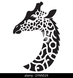 Giraffe Kopf Silhouette minimalistische Vektor-Illustration auf weißem Hintergrund Stock Vektor